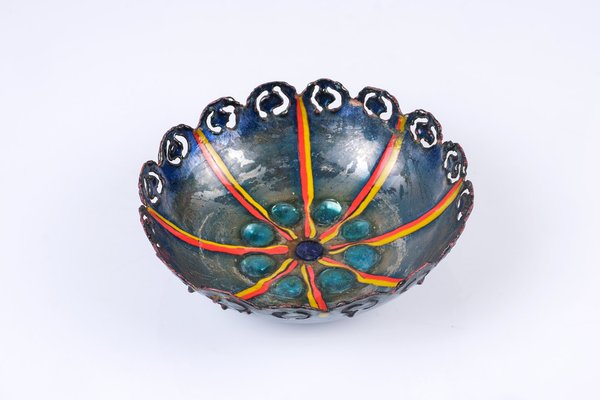 Enameled Copper Bowl by Studio Cellini Pesaro, Italy-LBS-1384395