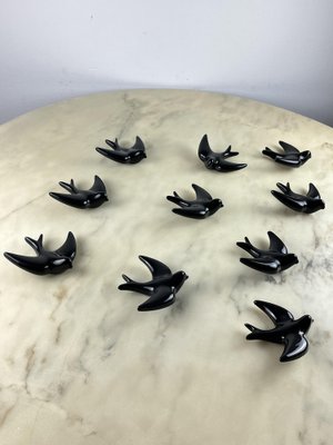 Enameled Terracotta Swallows, Italy, 1960s, Set of 10-YST-1761190