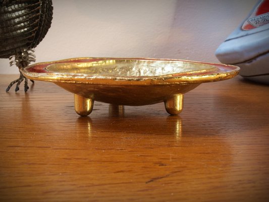 Enamelled Brass Tripod Ashtray Bowl, France, 1960s-ZJN-1772625