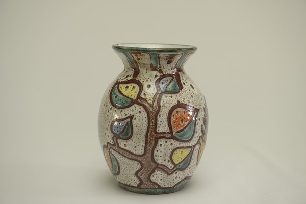 Enamelled Ceramic Vase with Animal Decoration from Vallauris, 1960s-NEN-2031486