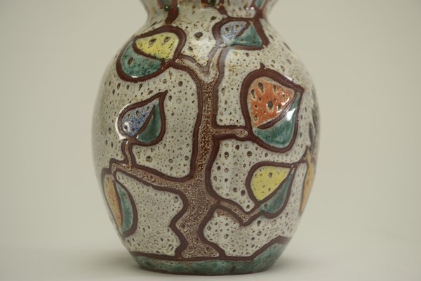 Enamelled Ceramic Vase with Animal Decoration from Vallauris, 1960s-NEN-2031486