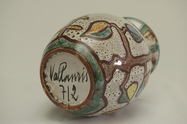 Enamelled Ceramic Vase with Animal Decoration from Vallauris, 1960s-NEN-2031486