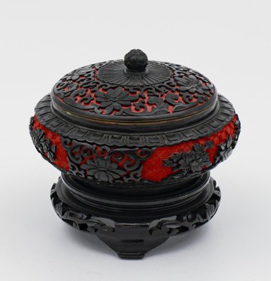 Enamelled Cloisonnet Box with Wooden Base, China, 1980s-RAQ-1328514