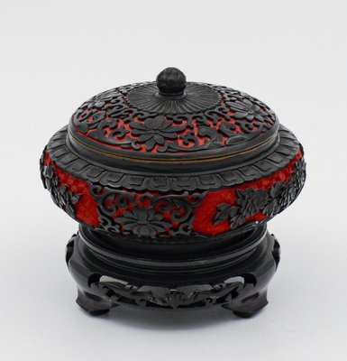 Enamelled Cloisonnet Box with Wooden Base, China, 1980s-RAQ-1328514