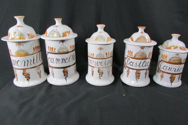 Enamelled Pharmacy and Spice Pots, 1950s, Set of 10-RDN-1316766