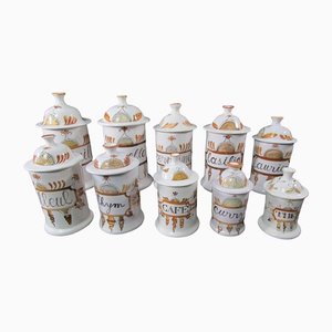 Enamelled Pharmacy and Spice Pots, 1950s, Set of 10-RDN-1316766