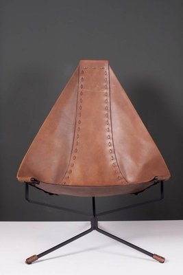 Enclosed Lotus Lounge Chair in Leather and Steel by Dan Wenger-SFD-631609