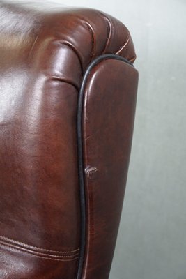 English Armchair in Dark Brown Sheep Leather-HPP-1784885