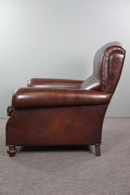 English Armchair in Dark Brown Sheep Leather-HPP-1784885