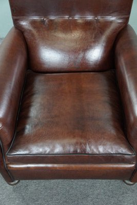 English Armchair in Dark Brown Sheep Leather-HPP-1784885