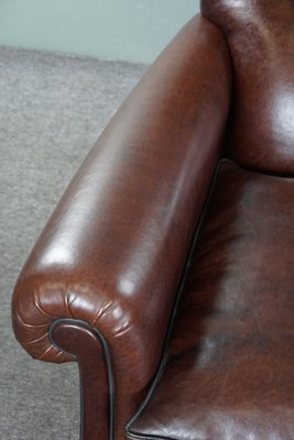 English Armchair in Dark Brown Sheep Leather-HPP-1784885