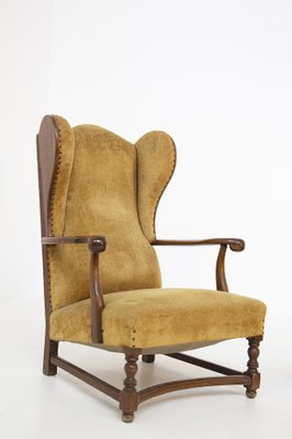 English Armchairs in Velvet and Walnut Wood, Late 19th Century, Set of 2-RCE-981796