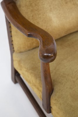 English Armchairs in Velvet and Walnut Wood, Late 19th Century, Set of 2-RCE-981796