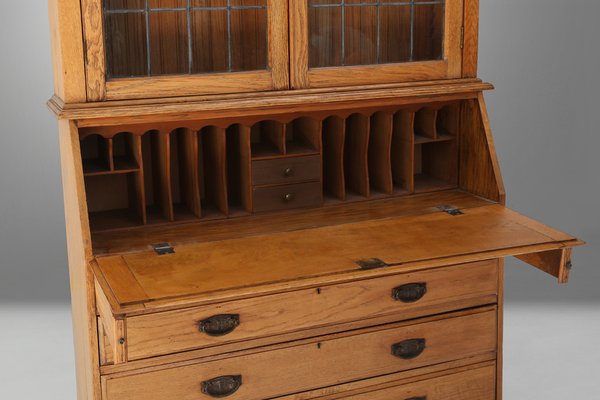 English Arts and Crafts Secretary Bookcase, 1910s-YSY-1754390