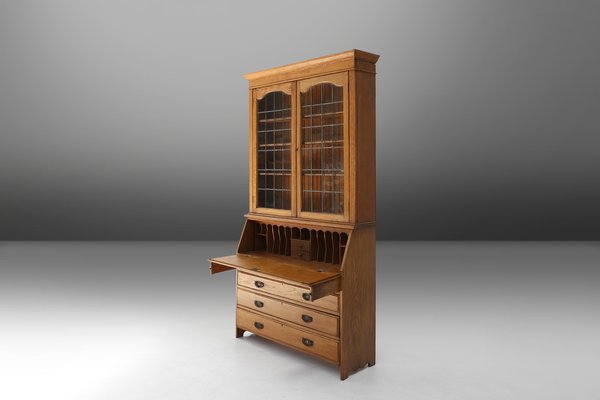 English Arts and Crafts Secretary Bookcase, 1910s-YSY-1754390