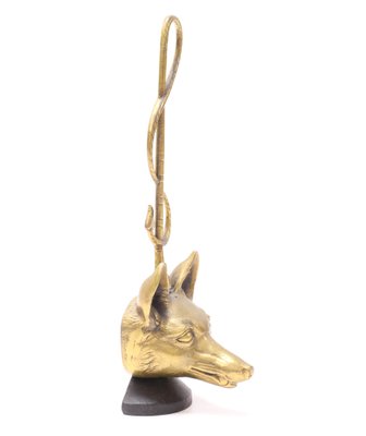 English Brass and Iron Fox Head Door Stop by Peerage, 1920s-MY-991139