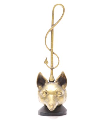 English Brass and Iron Fox Head Door Stop by Peerage, 1920s-MY-991139