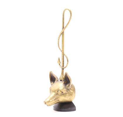 English Brass and Iron Fox Head Door Stop by Peerage, 1920s-MY-991139