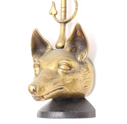 English Brass and Iron Fox Head Door Stop by Peerage, 1920s-MY-991139