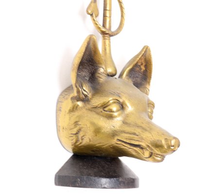 English Brass and Iron Fox Head Door Stop by Peerage, 1920s-MY-991139