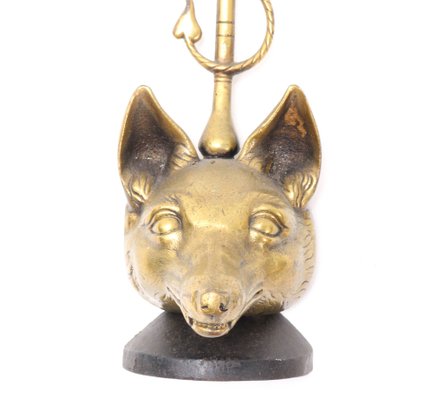 English Brass and Iron Fox Head Door Stop by Peerage, 1920s-MY-991139