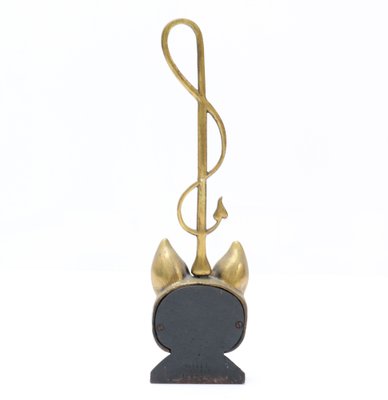 English Brass and Iron Fox Head Door Stop by Peerage, 1920s-MY-991139