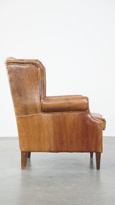 English Brown Leather Wing Chair-HPP-2039532