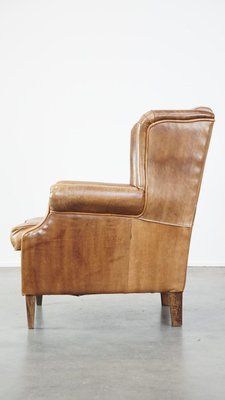 English Brown Leather Wing Chair-HPP-2039532