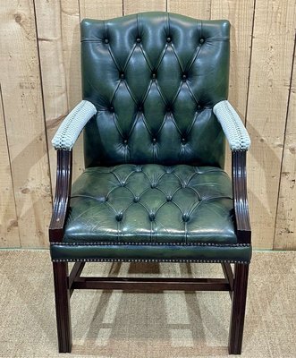 English Chesterfield Leather Armchair, 1970s-QYF-2024538