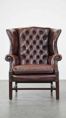 English Chesterfield Wing Chair in Leather-HPP-2039530