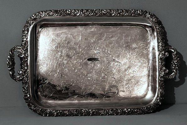 English Early Victorian Sheffield Tray with Handles, 1840-QRS-2031439