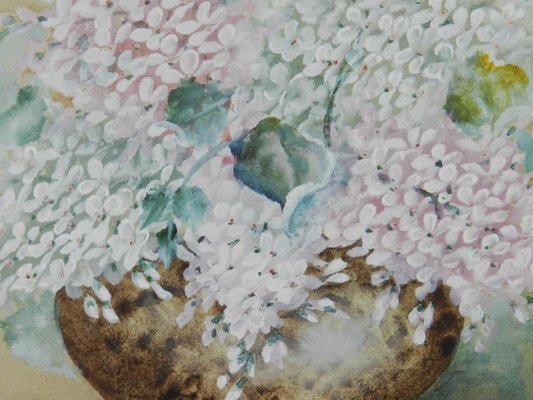 English Flowers in a Bowl Watercolor, 1905-ARU-626094