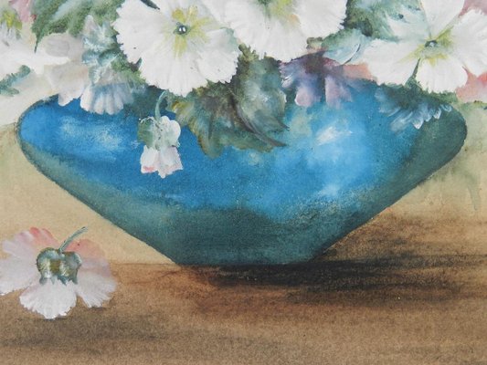 English Flowers in a Bowl Watercolor, 1905-ARU-626095