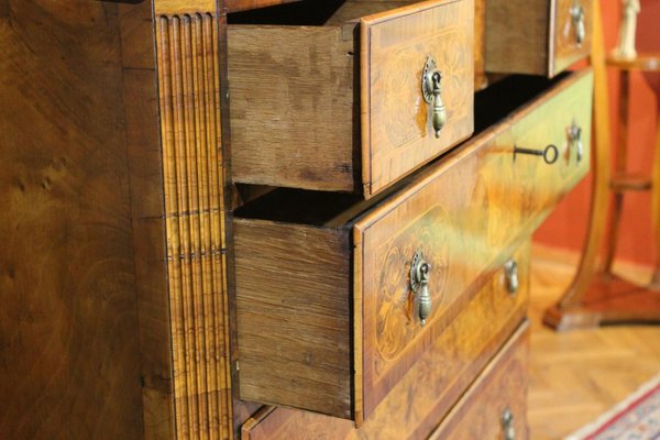 English George II Style Burl Walnut and Marquetry Chest on Stand or Highboy, 1890s-AXE-1433464