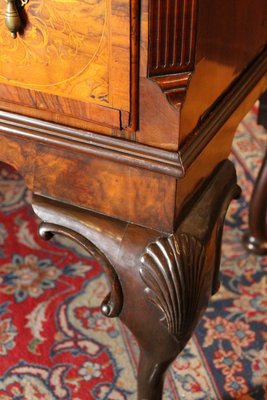 English George II Style Burl Walnut and Marquetry Chest on Stand or Highboy, 1890s-AXE-1433464