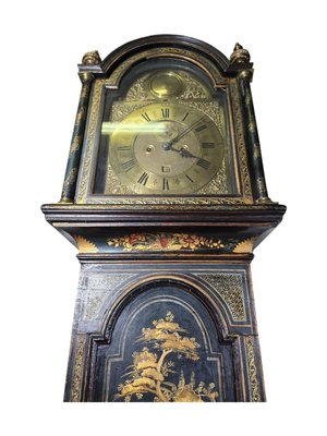 English George III 18th Century Japanned Tall Case Clock with Chinoiserie Décor, 1750s-FDW-2026502