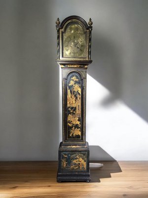 English George III 18th Century Japanned Tall Case Clock with Chinoiserie Décor, 1750s-FDW-2026502