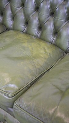 English Green Leather 2.5 Seater Chesterfield Sofa-HPP-2039535