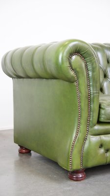 English Green Leather 2.5 Seater Chesterfield Sofa-HPP-2039535