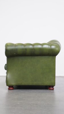 English Green Leather 2.5 Seater Chesterfield Sofa-HPP-2039535