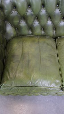 English Green Leather 2.5 Seater Chesterfield Sofa-HPP-2039535