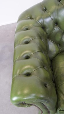 English Green Leather 2.5 Seater Chesterfield Sofa-HPP-2039535