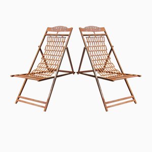 English Iron Steamer Ship Deck Chairs, 1920s, Set of 2-EA-1797570