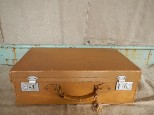 English Leatherette Suitcase with Key, 1960s-WWQ-593609