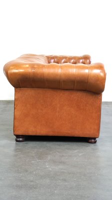 English Light Brown-Cream-Colored Cowhide Leather 2.5-seater Chesterfield Sofa-HPP-2018315