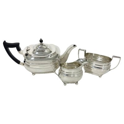 English Rectangular Silver Tea Set, 1930s, Set of 3-UCH-1720308