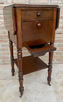 English Regency Walnut Table with Wings and Wheels, 1920s-NOU-1700631