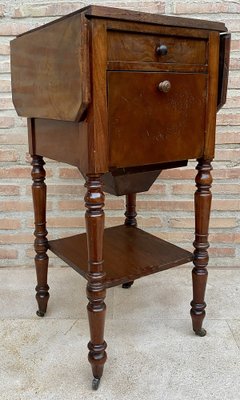 English Regency Walnut Table with Wings and Wheels, 1920s-NOU-1700631