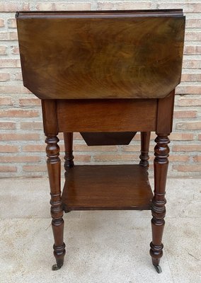 English Regency Walnut Table with Wings and Wheels, 1920s-NOU-1700631