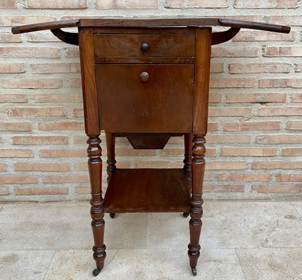 English Regency Walnut Table with Wings and Wheels, 1920s-NOU-1700631